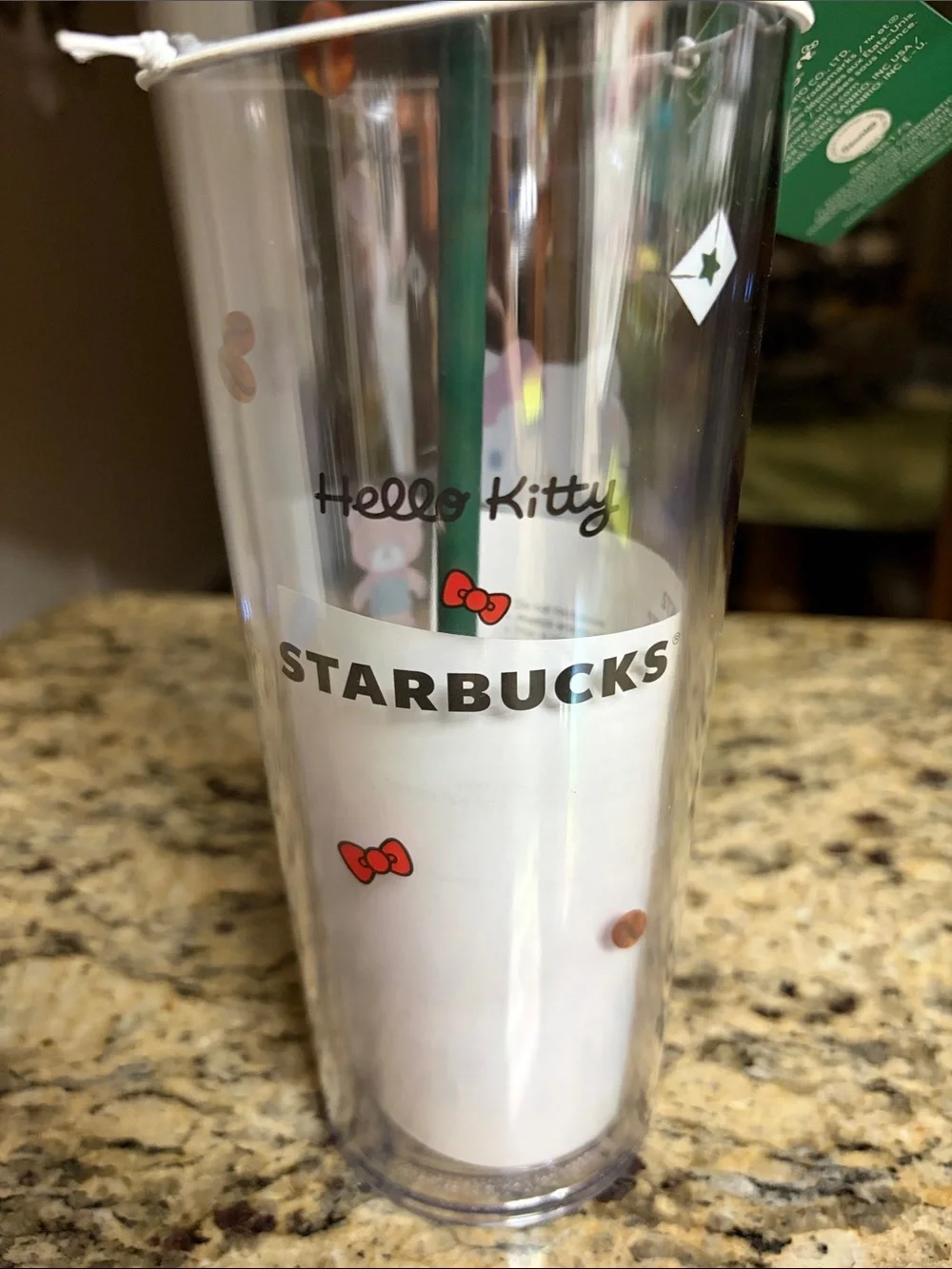Starbucks Green Lid Hello Kitty Clear Tumbler with Straw